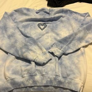 Urban Outfitters blue tie dye with heart sweatshirt
